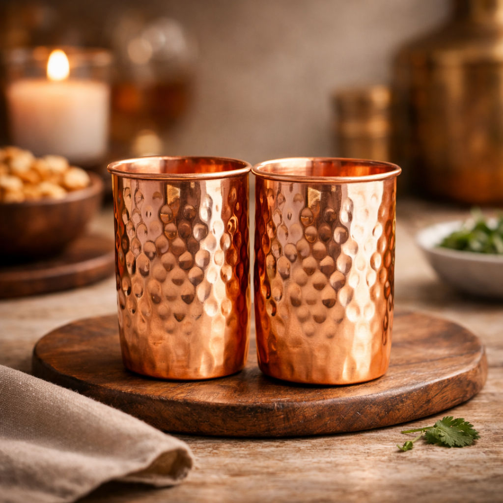 Pure copper dome shape glass half hammered, 350 ML ML 385